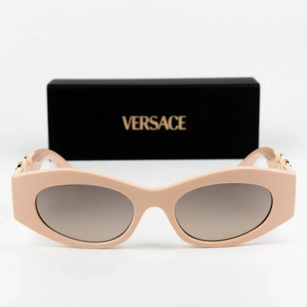 NEW Versace VE4480U 54946I Nude Brown Mirror Oval Unisex Sunglasses